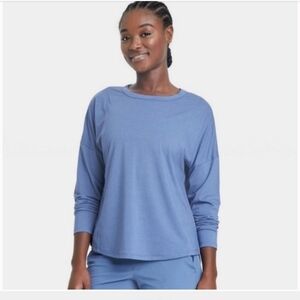 All in Motion Blue Cut Out Blouse Large